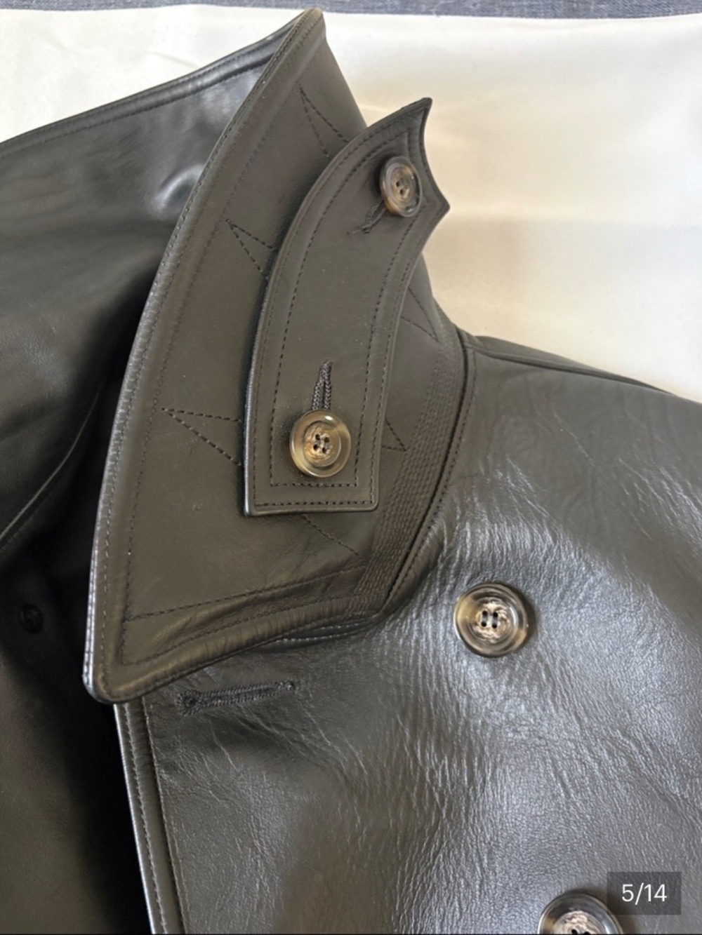 LOST WORLDS HORSEHIDE BLACK LEATHER WITH WIDE LAPELS SIZE : 40 - Picture 3 of 15